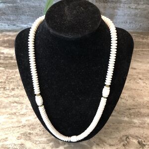 Vintage White Milk Glass Choker Style Necklace Jewelry 20”